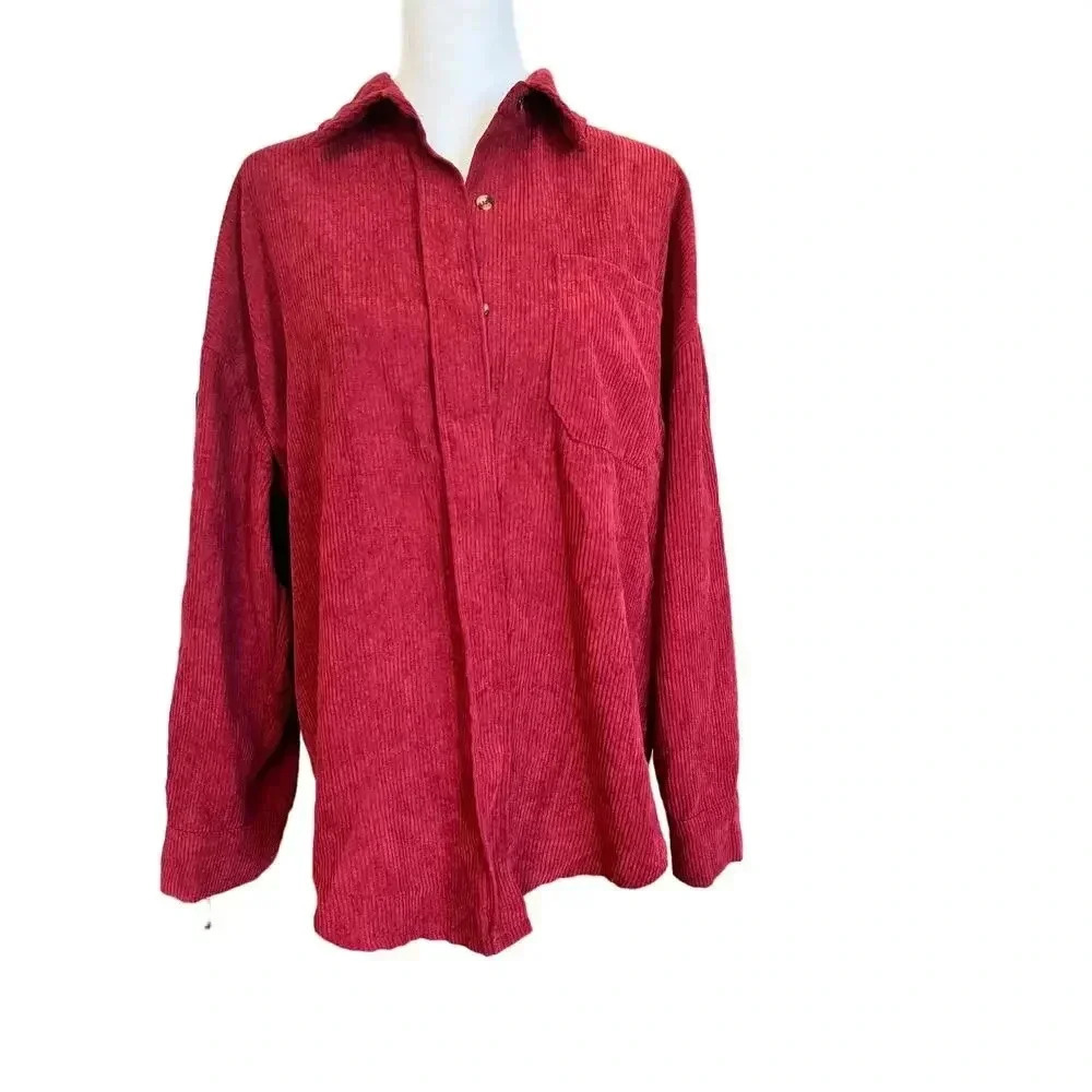 BELALU SOFT BURGENDY CORDEROY TOP WOMENS SIZE SMALL